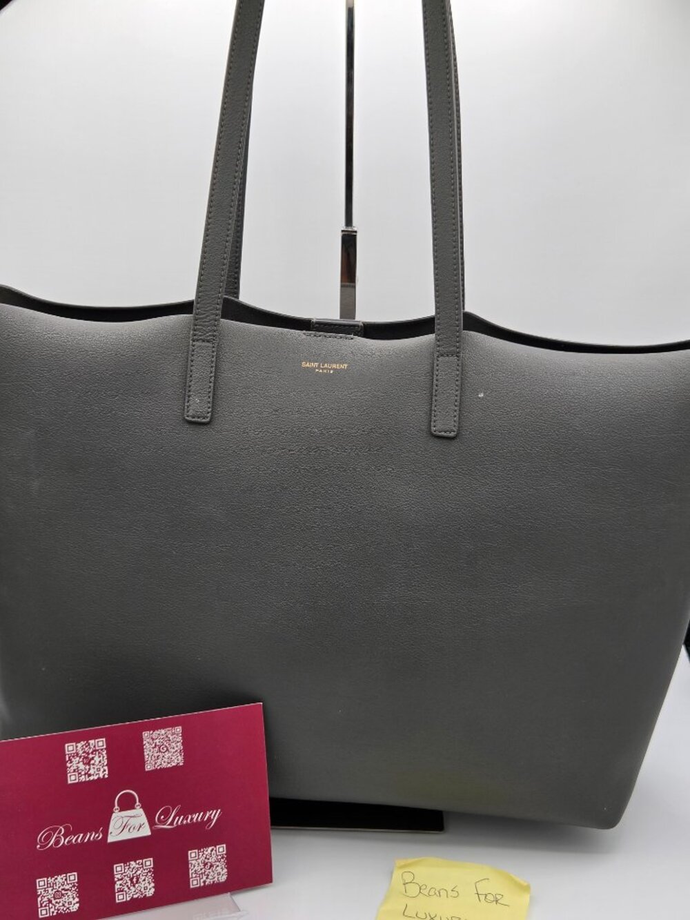 Saint Laurent East West Shopping Tote – Dark Gray Leather | Large Size - Picture 2 of 15